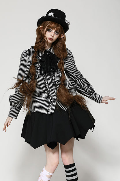 Lilah Gothic Lolita Striped Blouse Top by Dark In Love