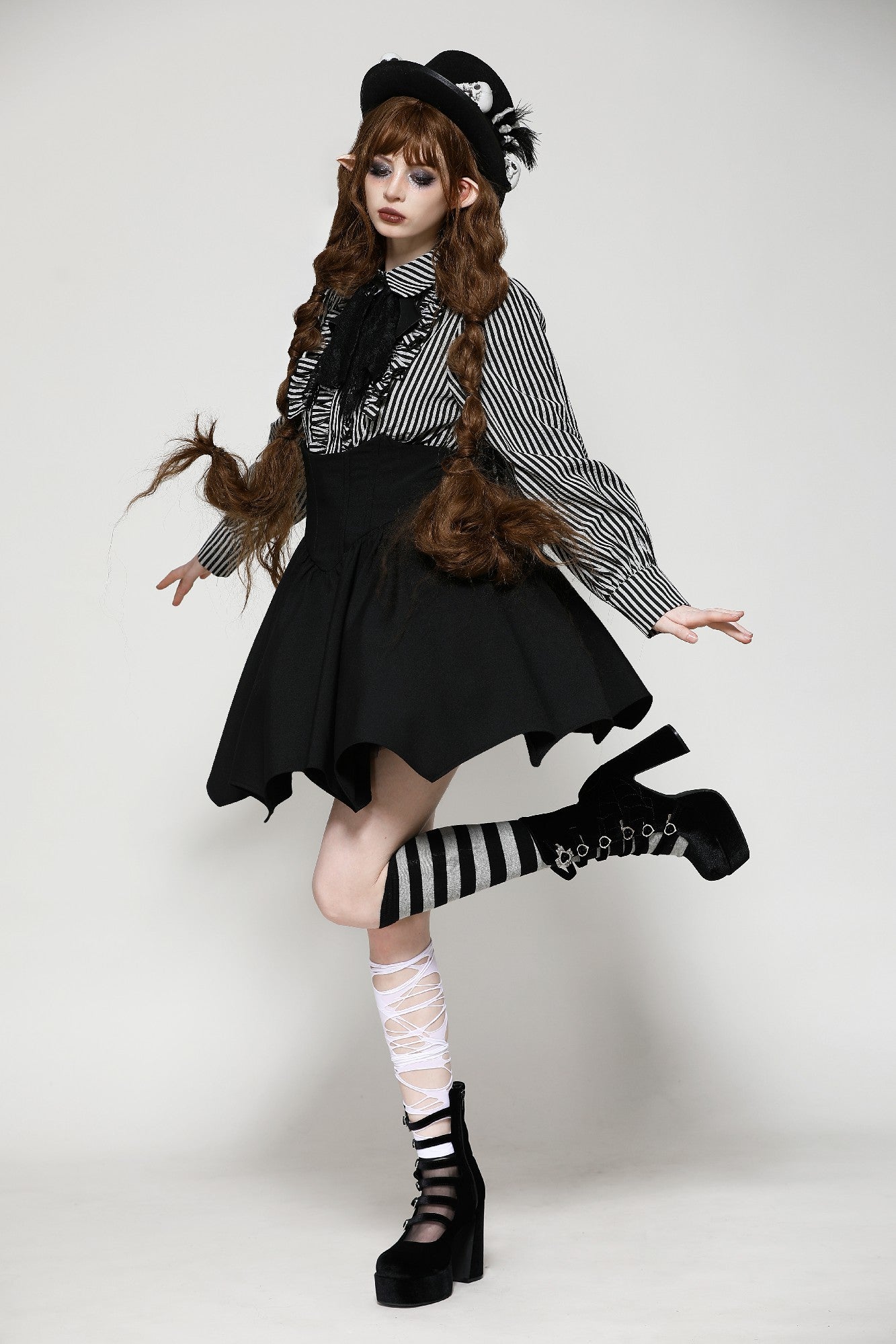 Lilah Gothic Lolita Striped Blouse Top by Dark In Love