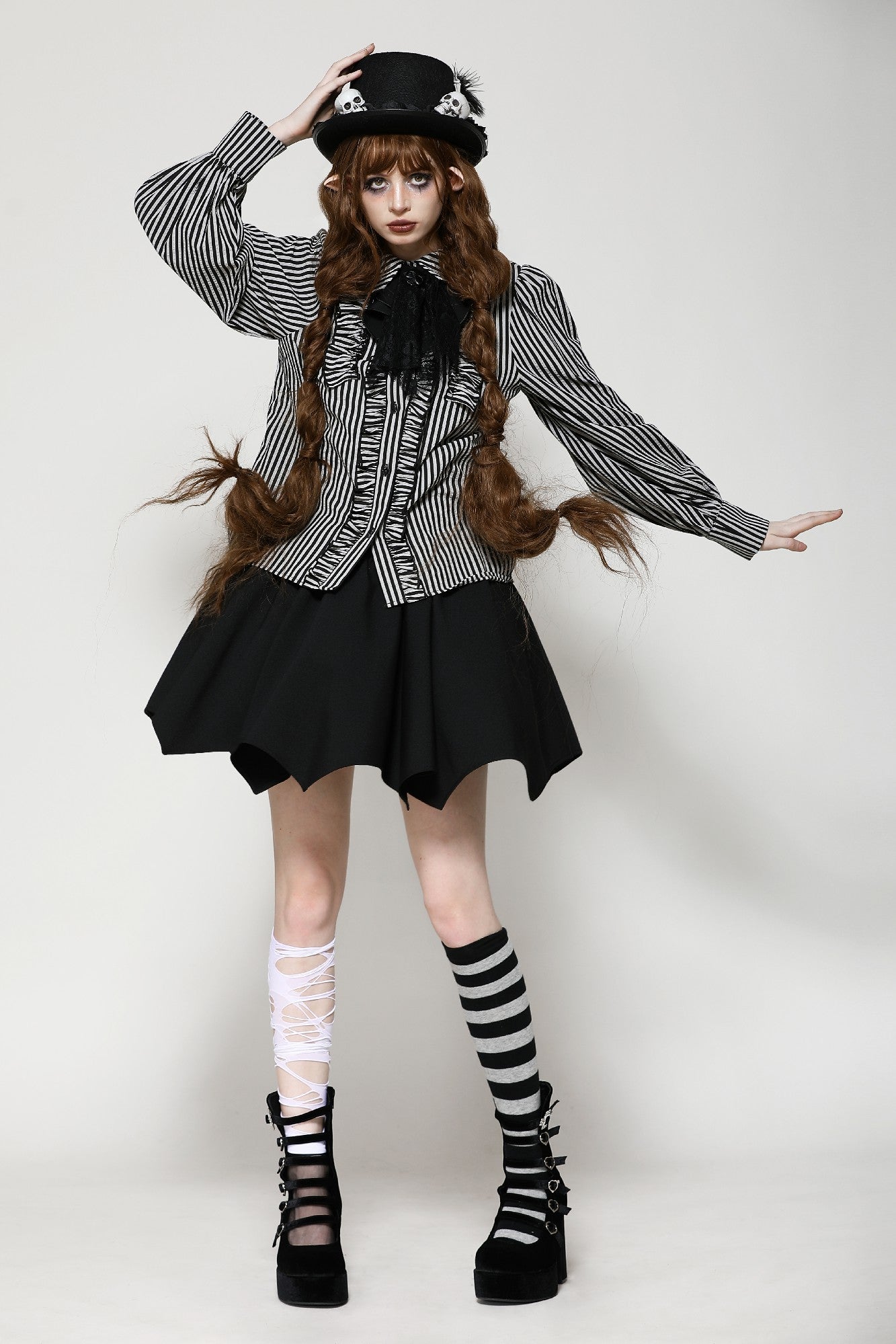 Lilah Gothic Lolita Striped Blouse Top by Dark In Love