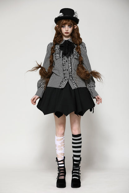 Lilah Gothic Lolita Striped Blouse Top by Dark In Love