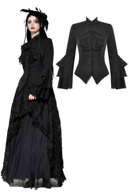 Deidre Gothic Ruffle Blouse Top by Dark In Love