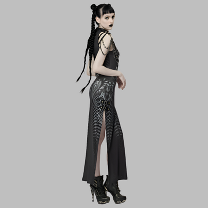 Inferno Threads - Printed Maxi Dress with Chains by Punk Rave