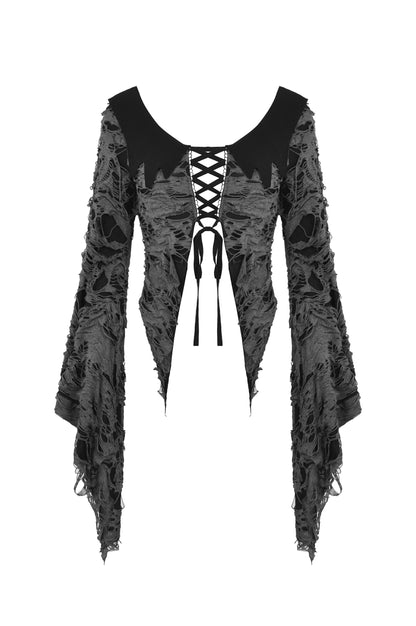 Bram Shredded Gothic Cardigan Top by Dark In Love