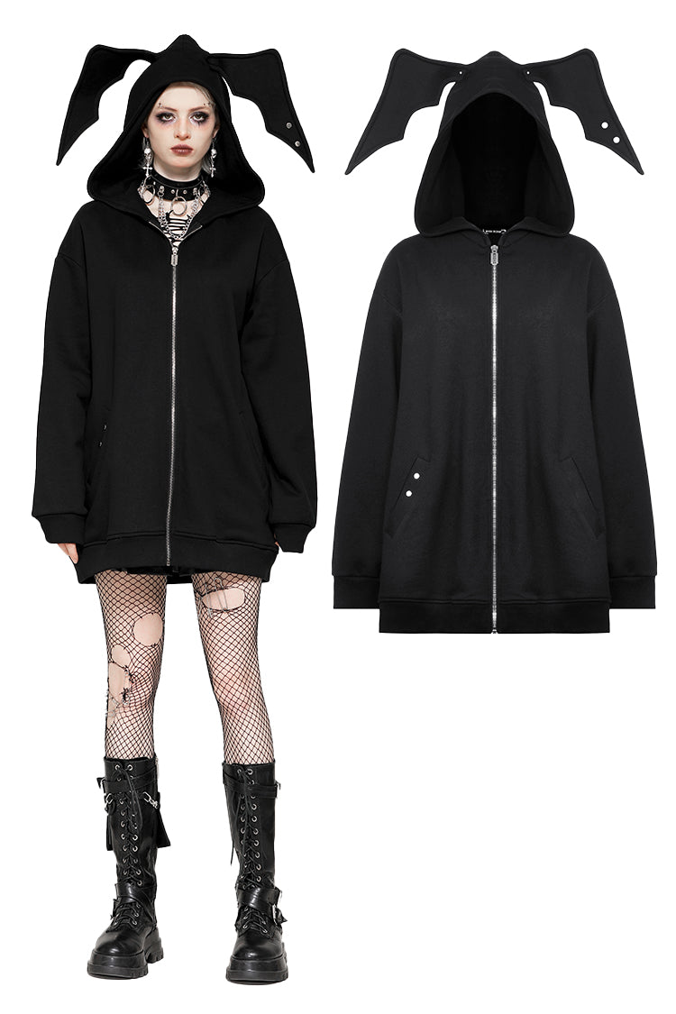 Layla Gothic Bat Hoodie Top by Dark In Love