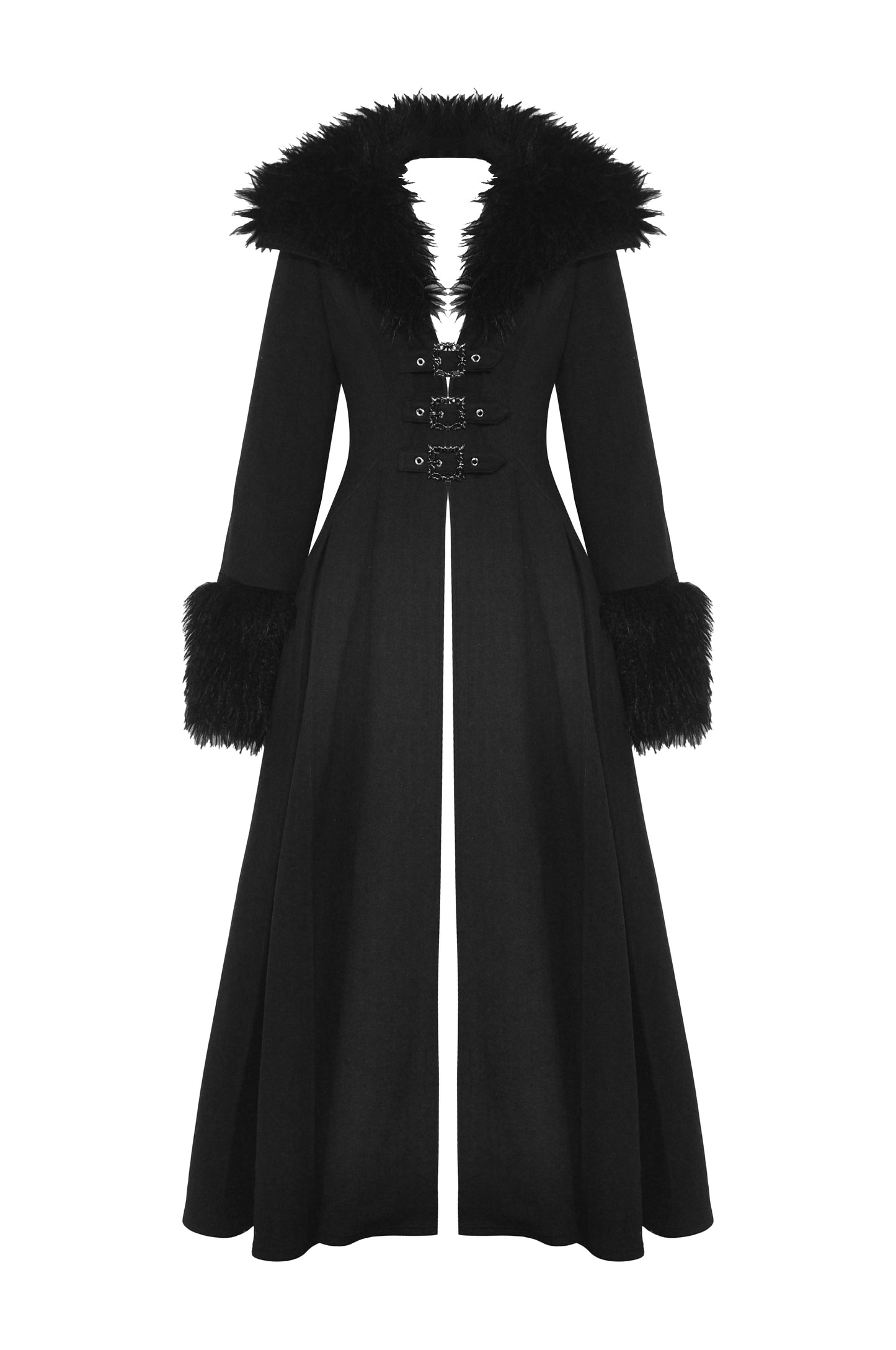 My Shadow Faux Fur Trim Gothic Coat by Dark In Love