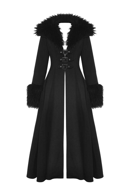 My Shadow Faux Fur Trim Gothic Coat by Dark In Love