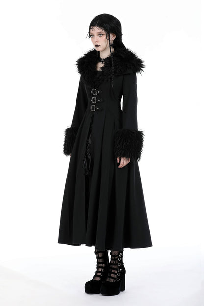 My Shadow Faux Fur Trim Gothic Coat by Dark In Love