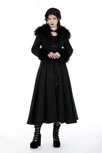 My Shadow Faux Fur Trim Gothic Coat by Dark In Love