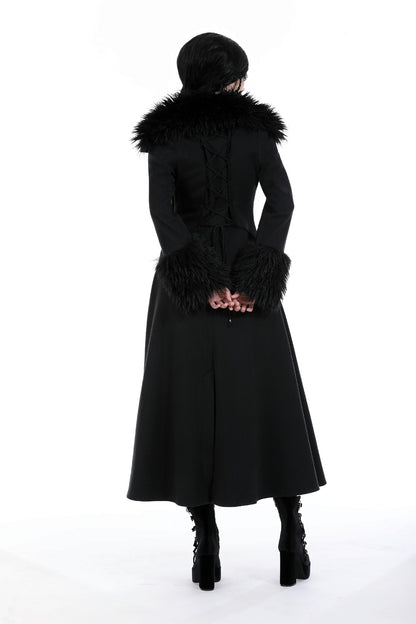 My Shadow Faux Fur Trim Gothic Coat by Dark In Love