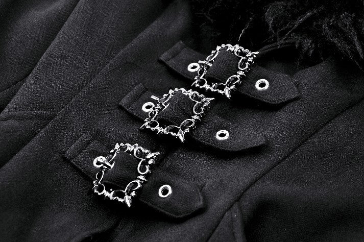 My Shadow Faux Fur Trim Gothic Coat by Dark In Love