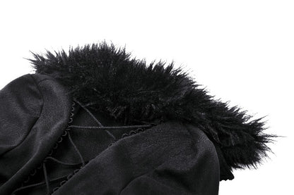 My Shadow Faux Fur Trim Gothic Coat by Dark In Love