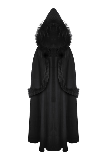 Grieving Gothic Faux Fur Hooded Cloak by Dark In Love