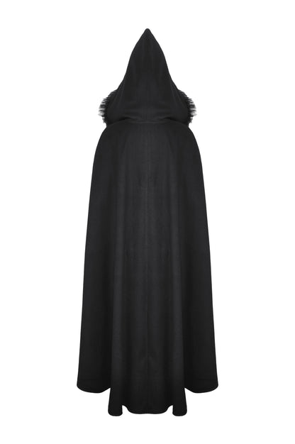 Grieving Gothic Faux Fur Hooded Cloak by Dark In Love