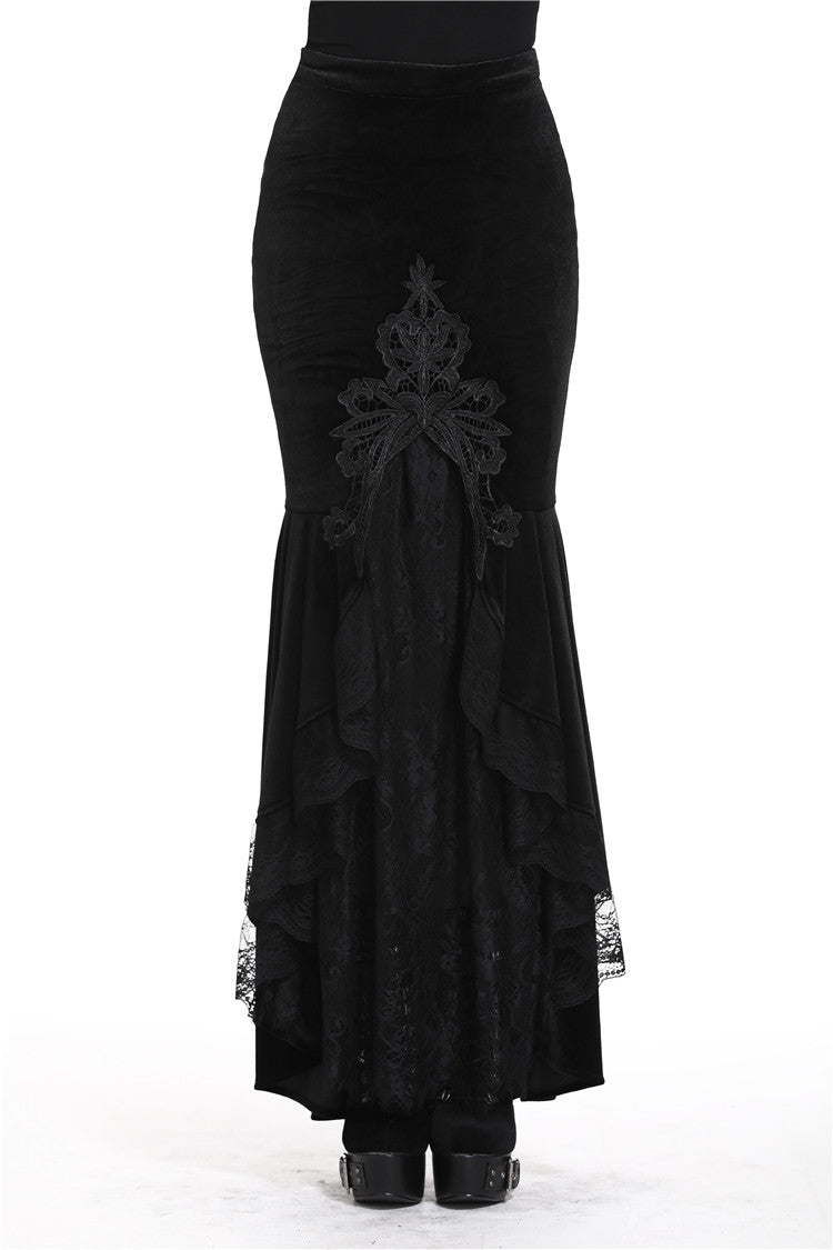 Amelia Gothic Velvet Lace Skirt by Dark In Love