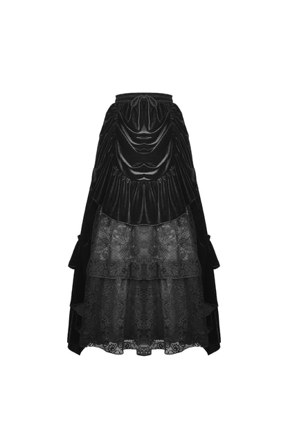 Agnes Gothic Ruffle Velvet Skirt by Dark In Love