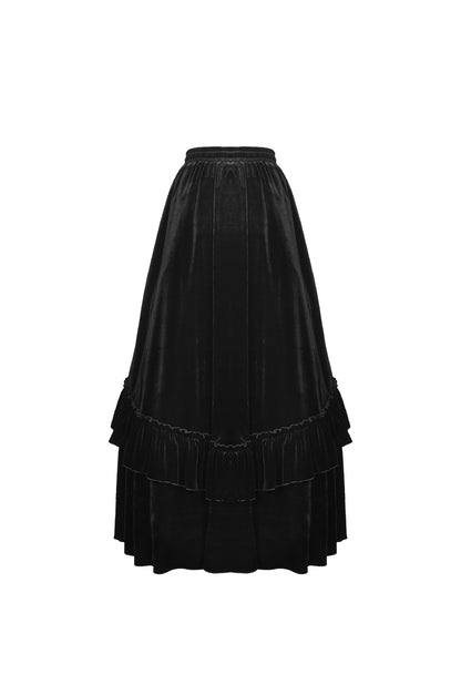 Agnes Gothic Ruffle Velvet Skirt by Dark In Love