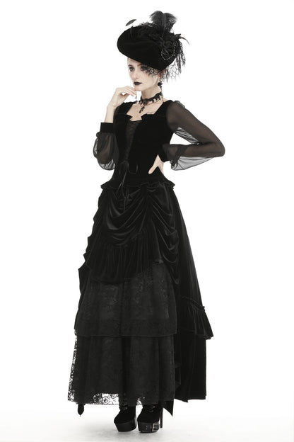 Agnes Gothic Ruffle Velvet Skirt by Dark In Love