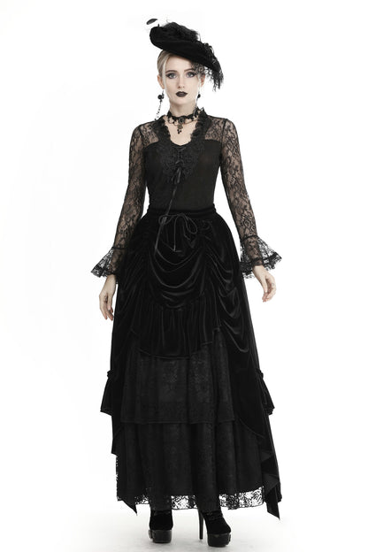 Agnes Gothic Ruffle Velvet Skirt by Dark In Love