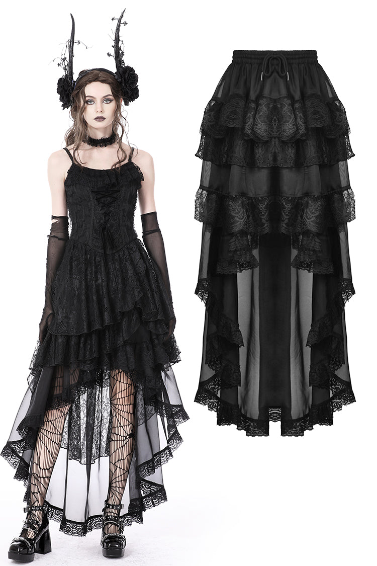Gothic Tea Time High Low Chiffon Petticoat Skirt by Dark In Love