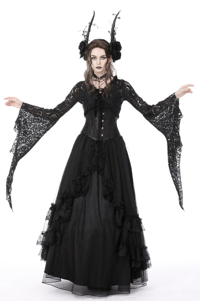 When The Time Comes Gothic Lace Trim Skirt by Dark In Love