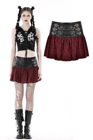 Bobbie Red Plaid Buckle Skirt by Dark In Love