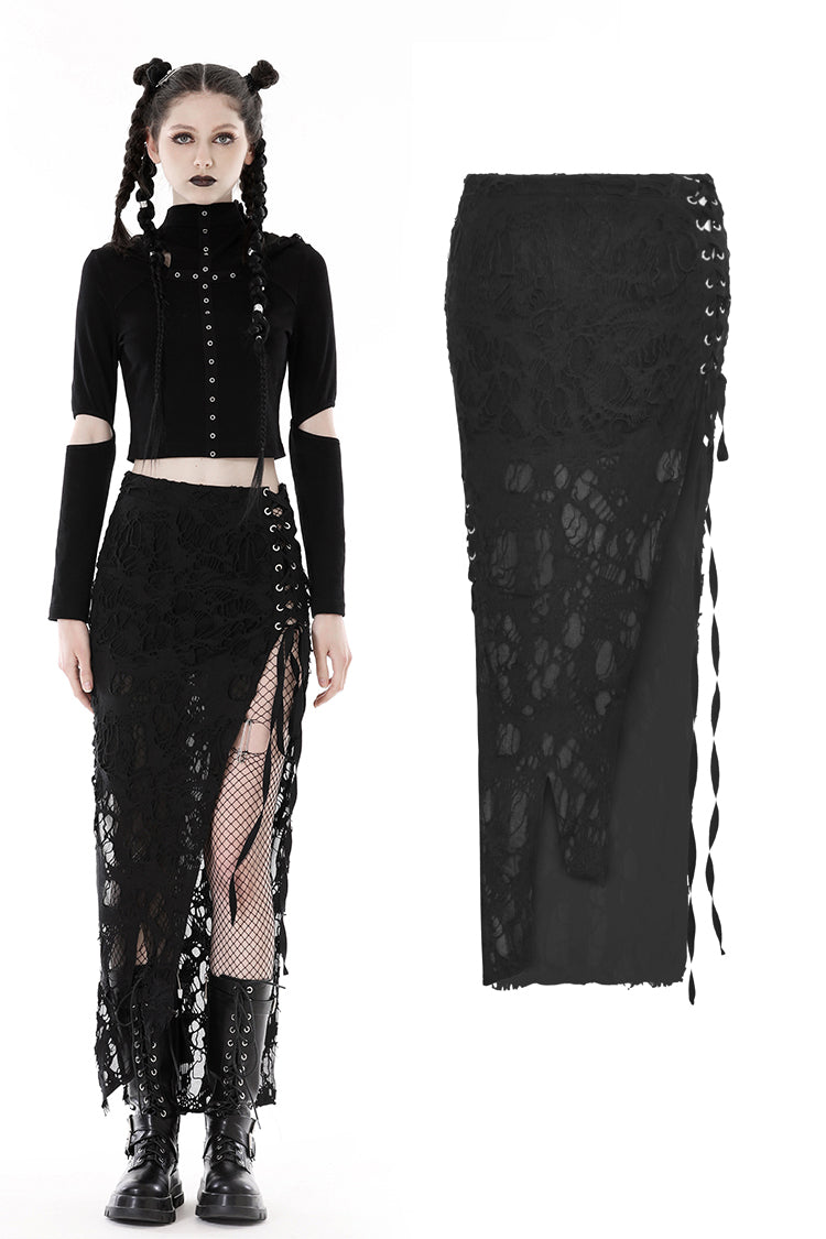 Nikki Gothic Shredded Skirt by Dark In Love