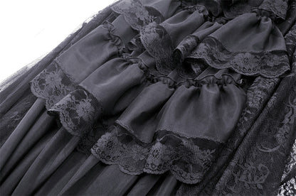 Mary Anne Gothic Frilly Lace Train Skirt by Dark In Love