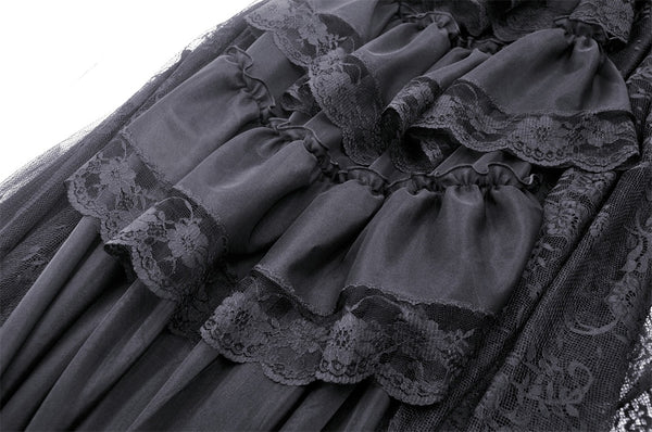 Mary Anne Gothic Frilly Lace Train Skirt by Dark In Love
