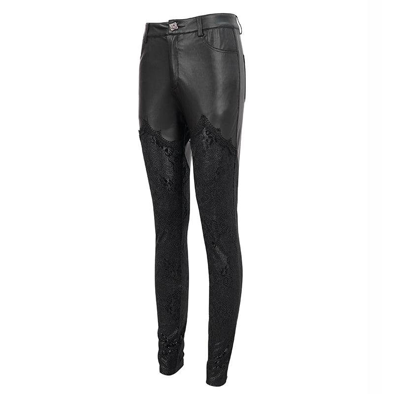 Gothic Brocade Faux Leather Pants by Devil Fashion