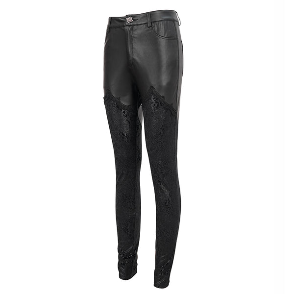 Gothic Brocade Faux Leather Pants by Devil Fashion