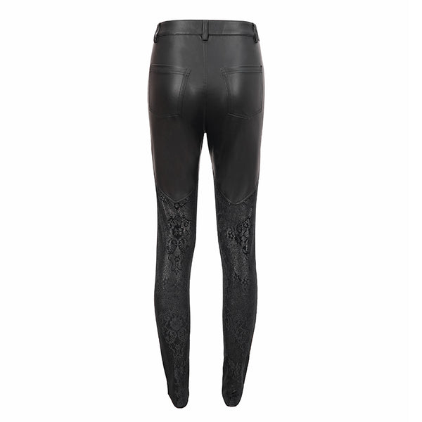 Gothic Brocade Faux Leather Pants by Devil Fashion