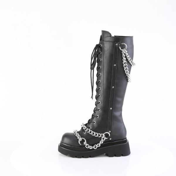 RENEGADE-215 Chain Lace-Up Knee High Platform Boots by Demonia
