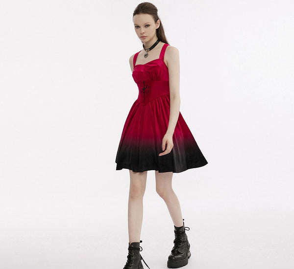 The Knight Gradient Dress - Red Black by Punk Rave