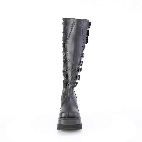SHAKER-232 Wedge Platform Knee High Boots by Demonia