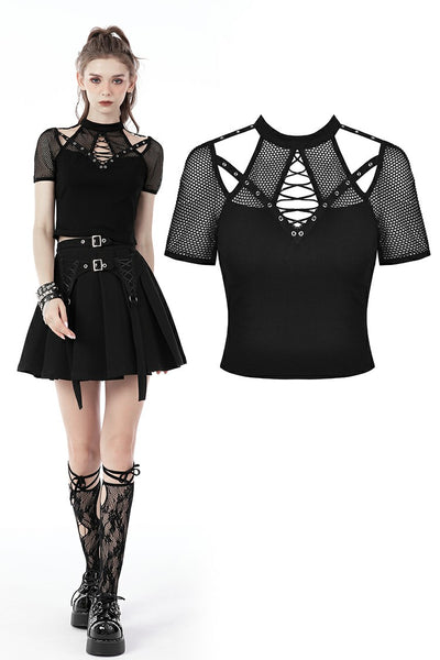 Rock Out Mesh Panel Crop Top by Dark In Love