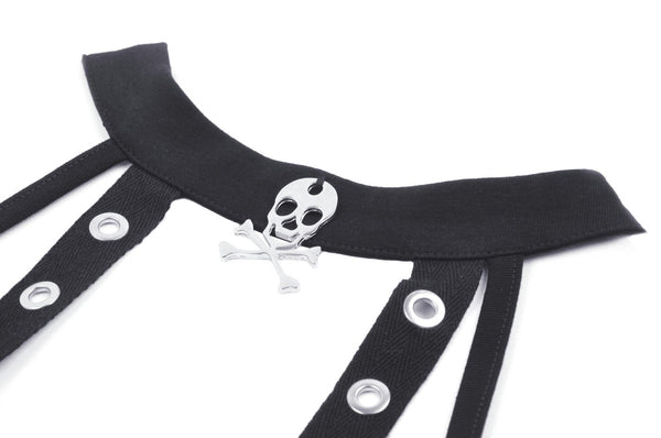 Rolling Skulls Gothic Lace Up Crop Top by Dark In Love