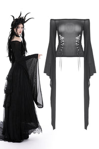 Cries From The Crypt Gothic Mesh Bell Sleeve Top by Dark In Love