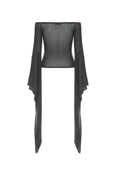 Cries From The Crypt Gothic Mesh Bell Sleeve Top by Dark In Love