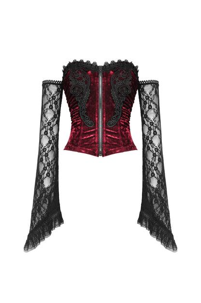 Burning Rose Petals Lace Sleeve Top by Dark In Love