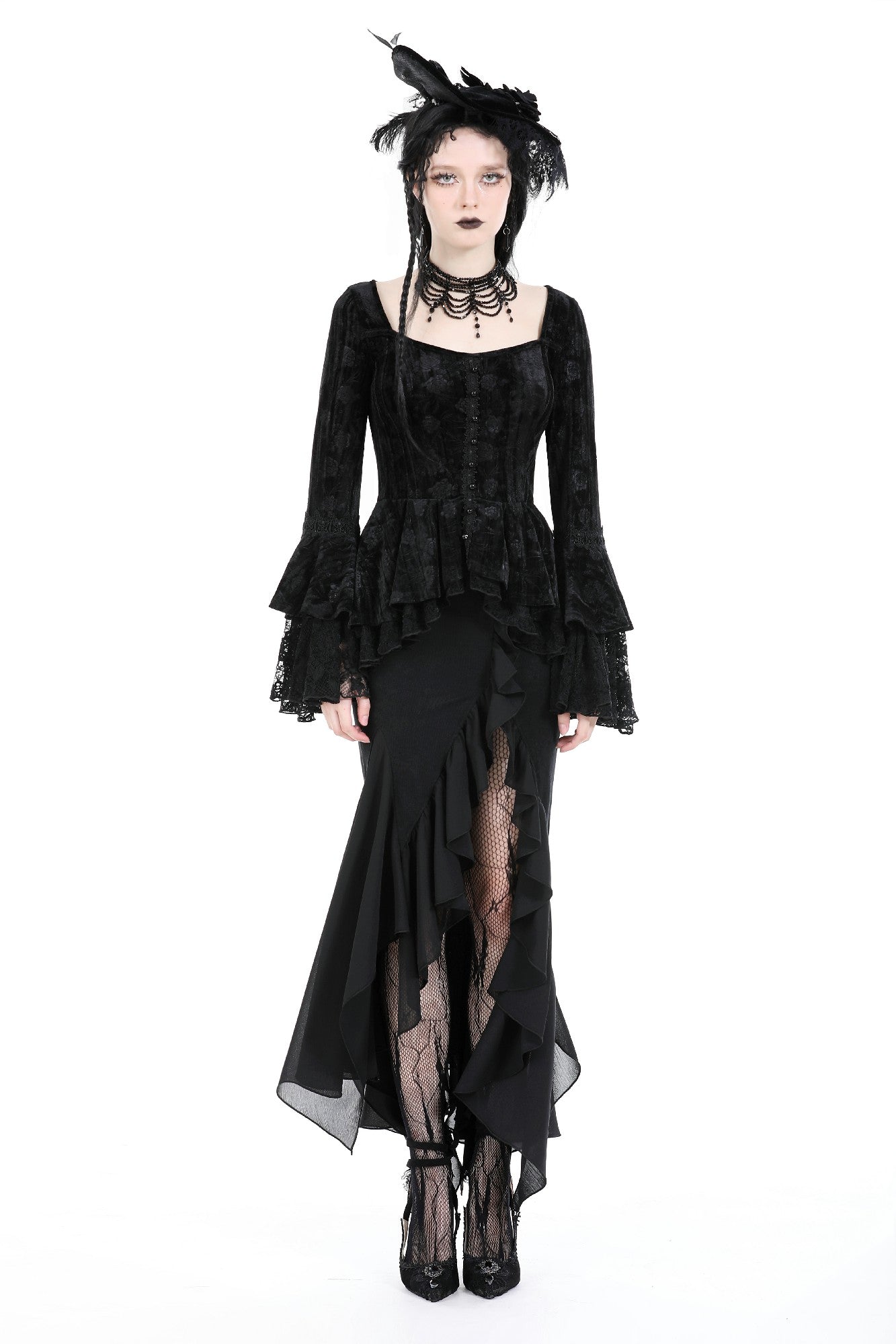 Roses For The Dead Gothic Lace Velvet Top by Dark In Love