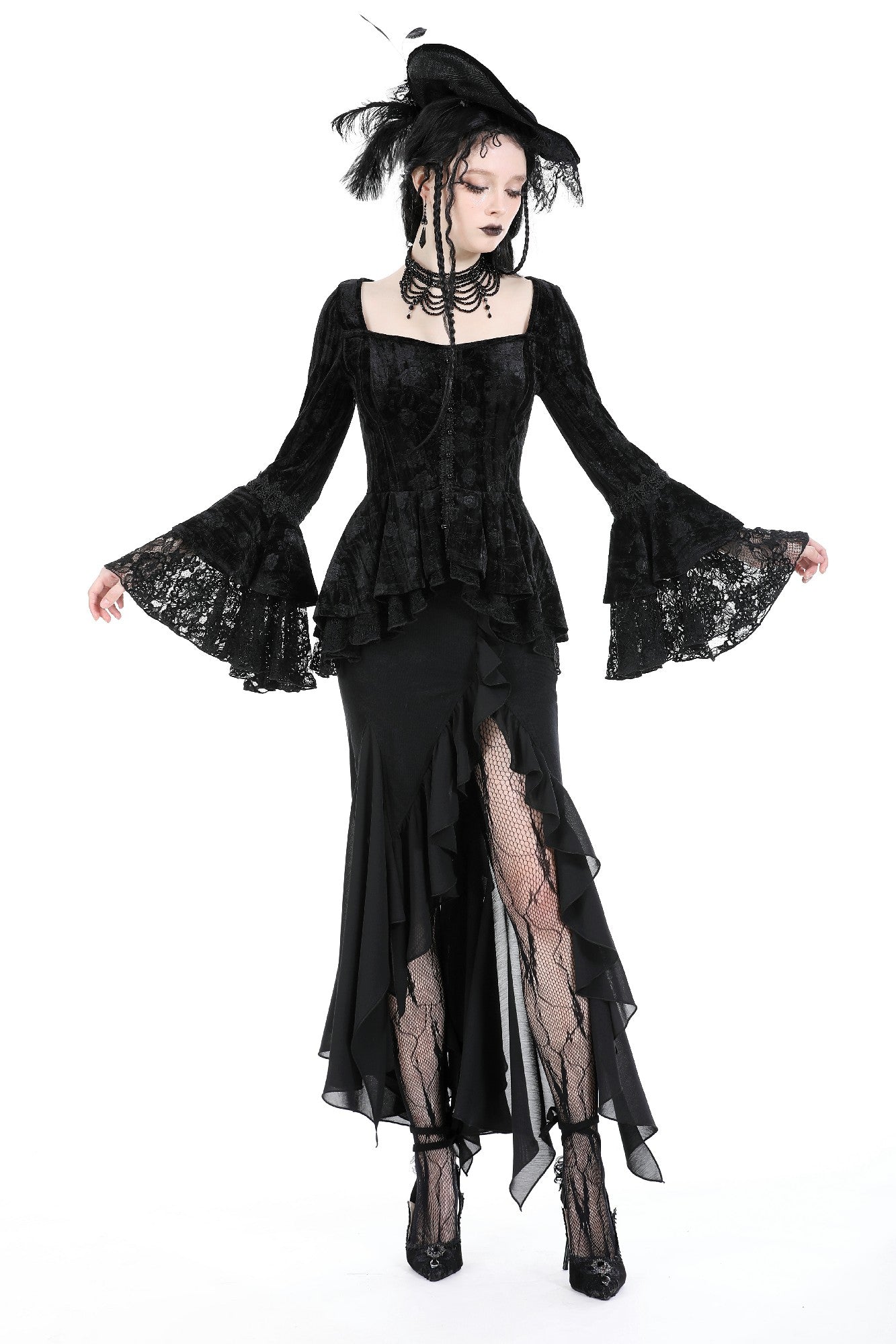 Roses For The Dead Gothic Lace Velvet Top by Dark In Love
