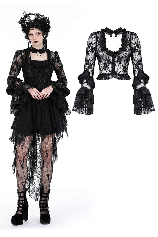 Art of Mourning Gothic Lace Cardigan Top by Dark In Love