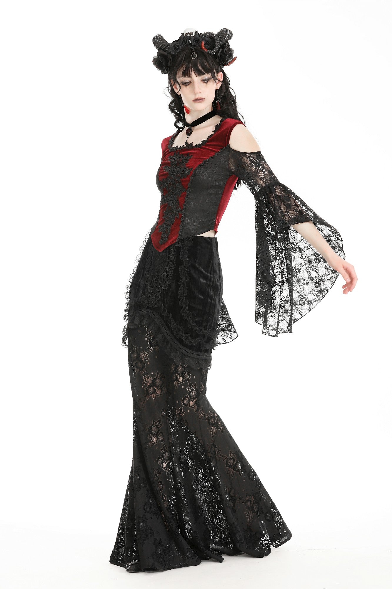 Damning Romance Gothic Velvet Lace Top by Dark In Love