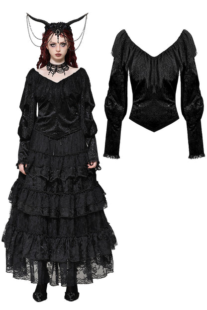 Drowning In Sin Gothic Jacquard Velvet Top by Dark In Love