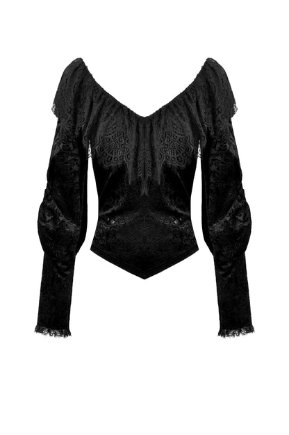 Drowning In Sin Gothic Jacquard Velvet Top by Dark In Love