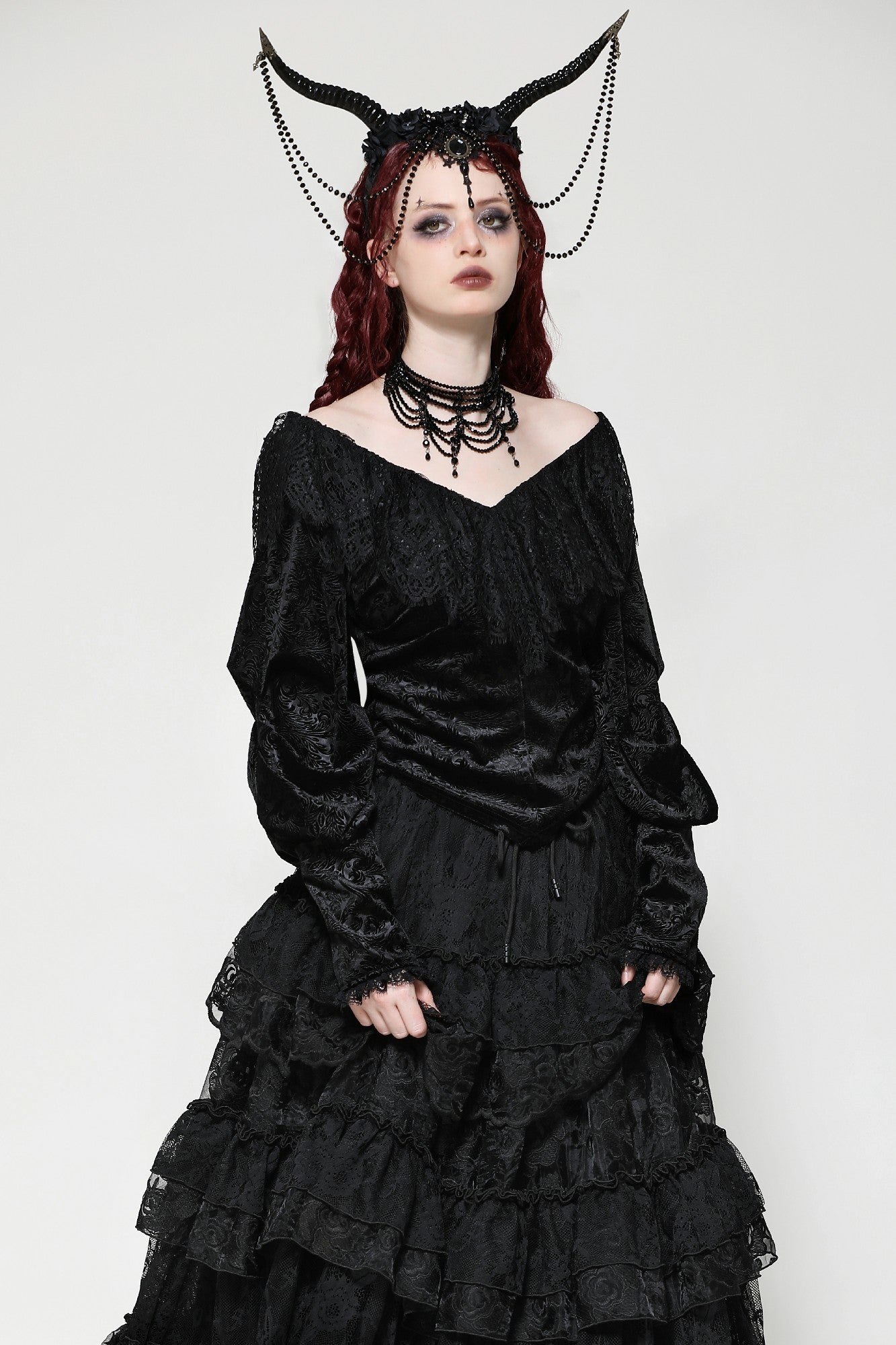 Drowning In Sin Gothic Jacquard Velvet Top by Dark In Love