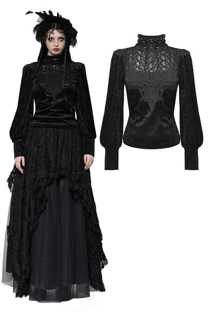 Slowly Losing Myself Gothic Jacquard Velvet Top by Dark In Love