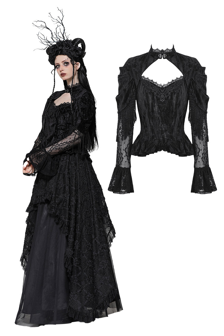 Dried Roses Gothic Velvet Lace Top by Dark In Love