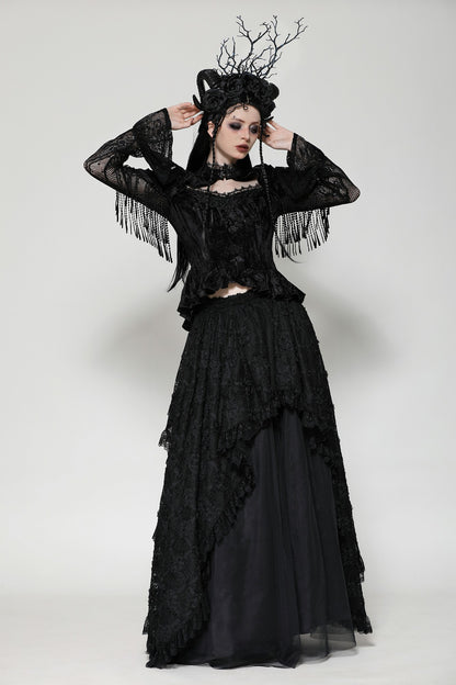 Dried Roses Gothic Velvet Lace Top by Dark In Love