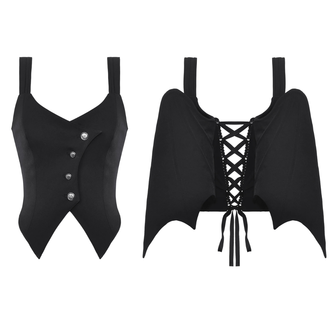 Nebula Gothic Bat Wing Vest Top by Dark In Love